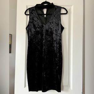 Crushed Velvet Black Minidress